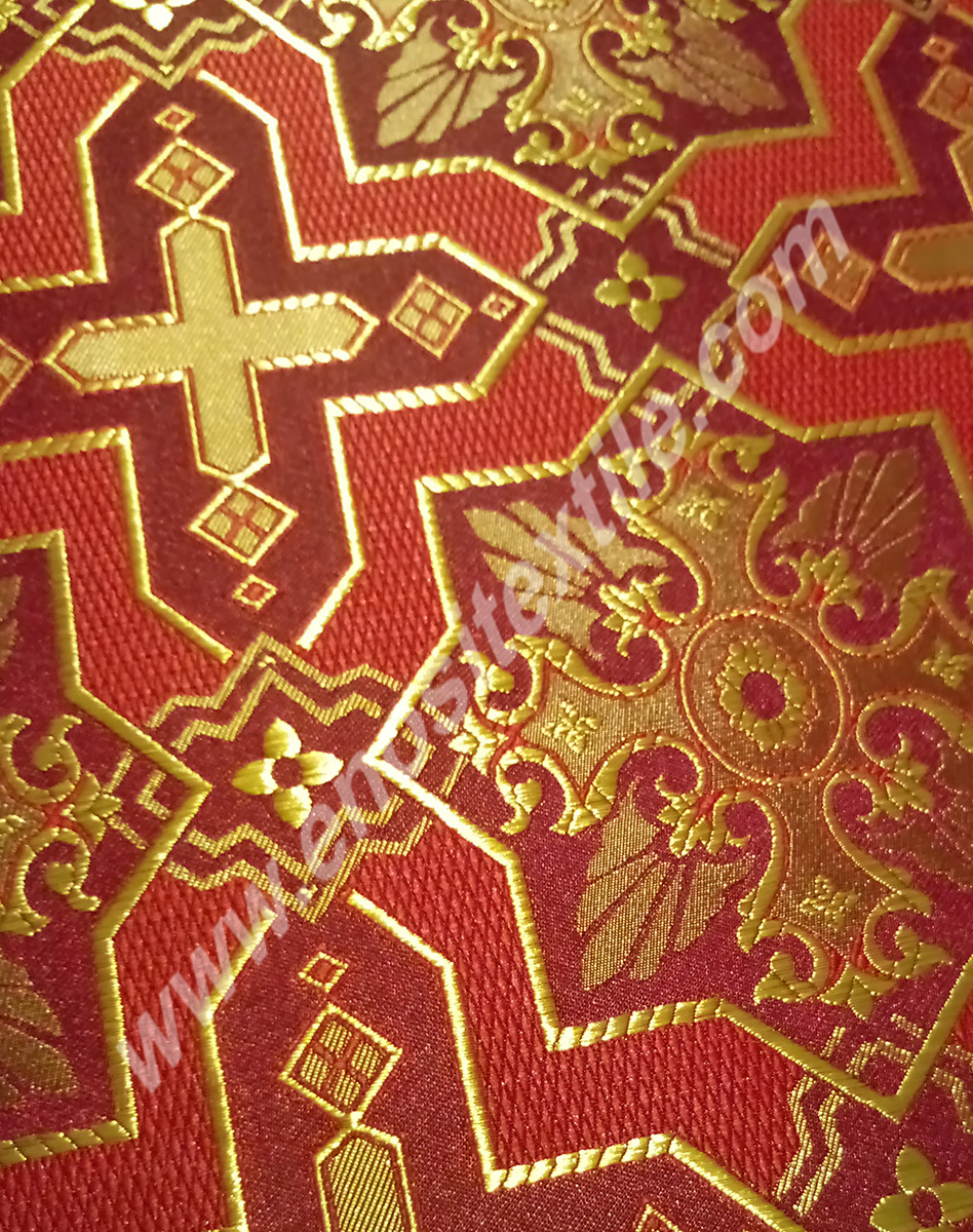 KL-024 Claret Red-Gold Brocade Fabrics